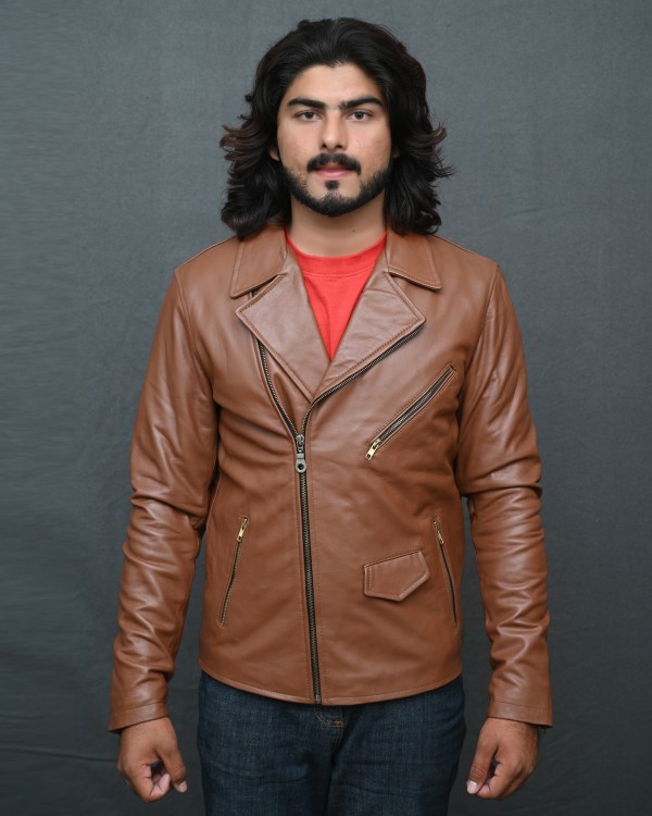 Men Moto Style Leather Jacket