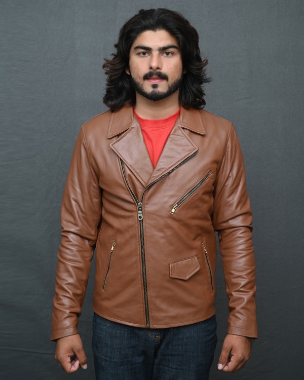 Men Moto Style Leather Jacket